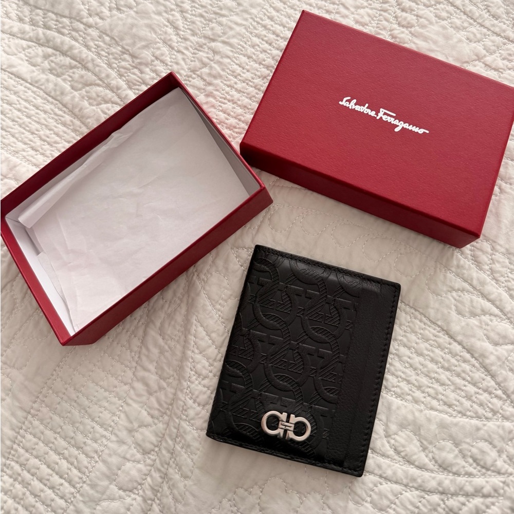Salvatore Ferragamo Black Wallet Card Holder
